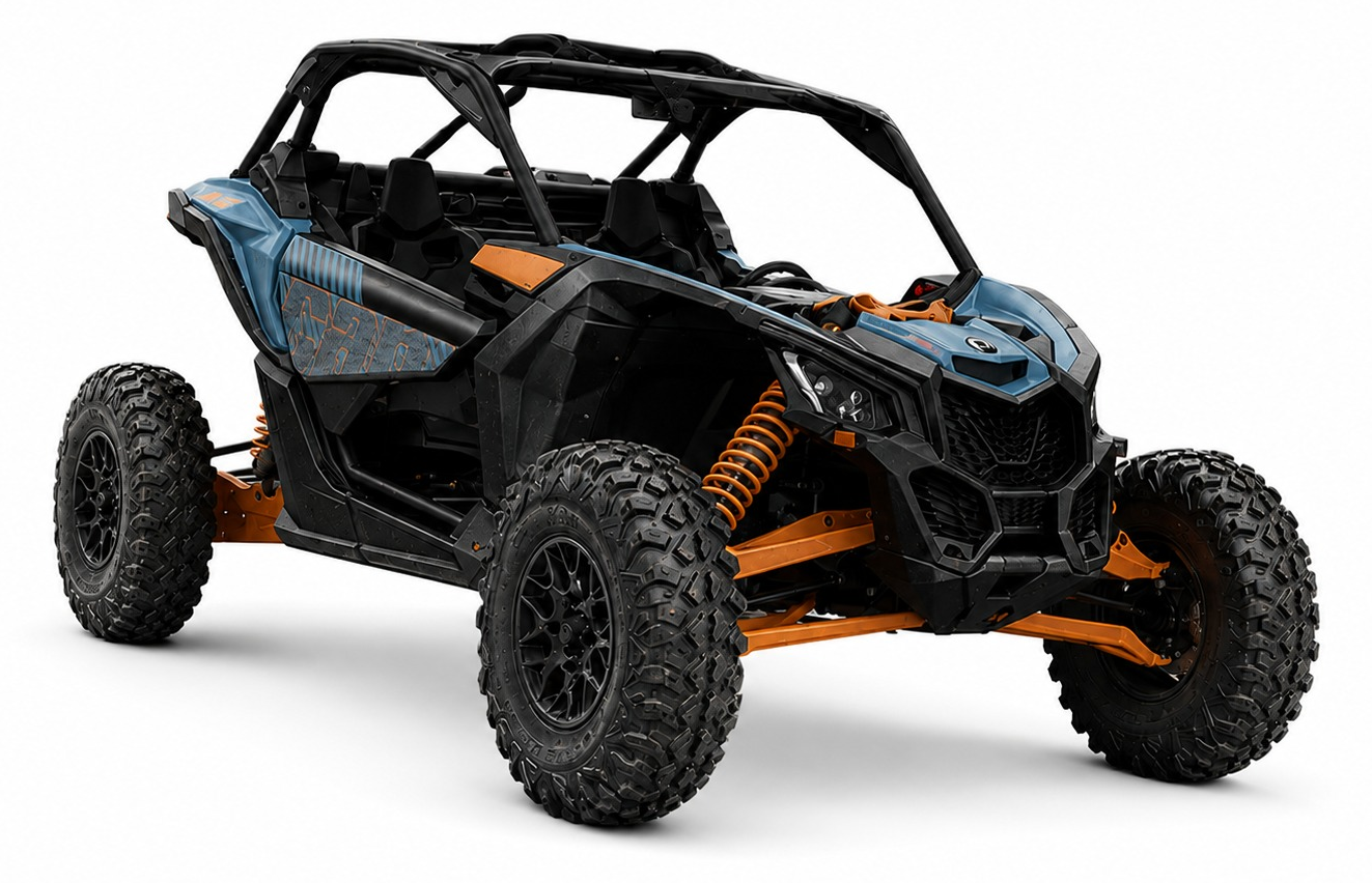 Can-Am Maverick X3 de 2 plazas azul con suspensión naranja