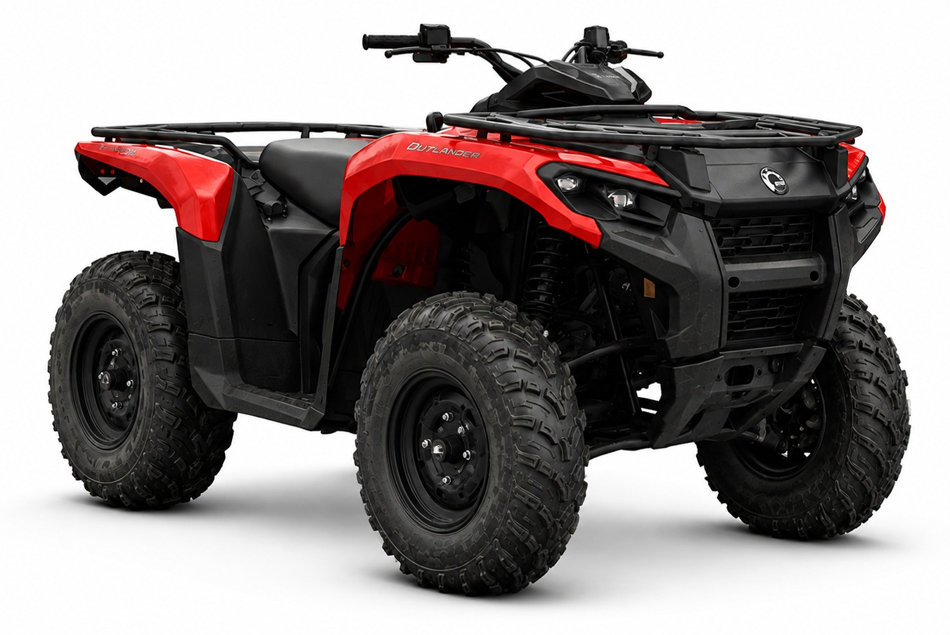 Cuatrimoto Can-Am Outlander 500 2x4 roja en un sendero de bosque